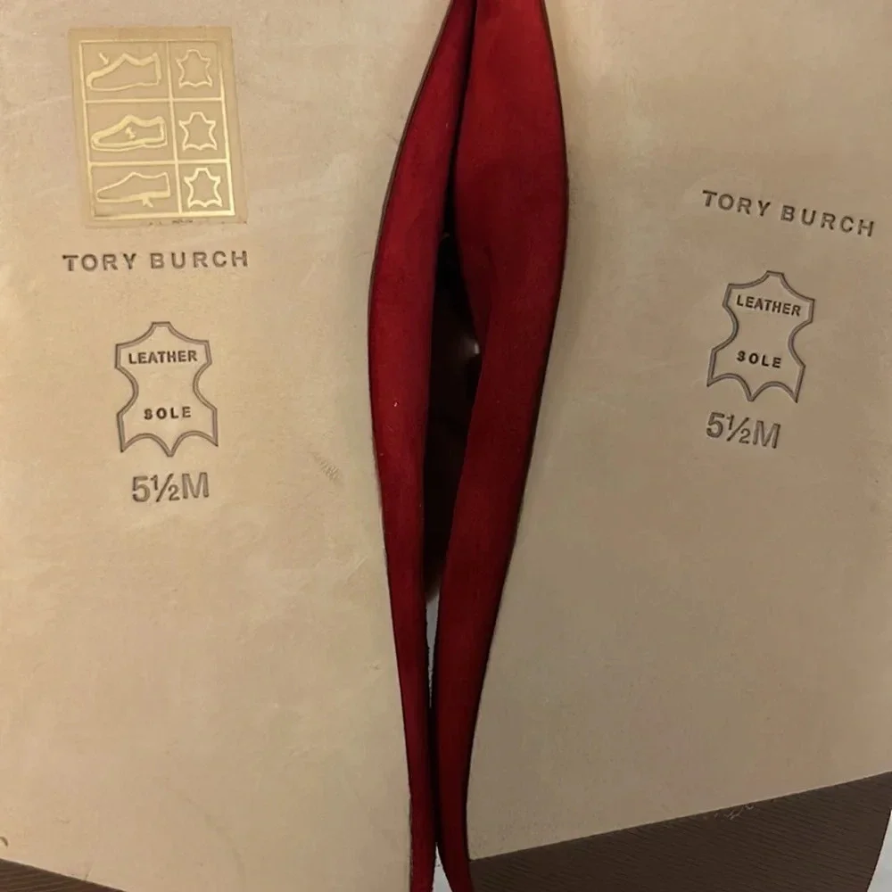 Tory Burch suede red loafers